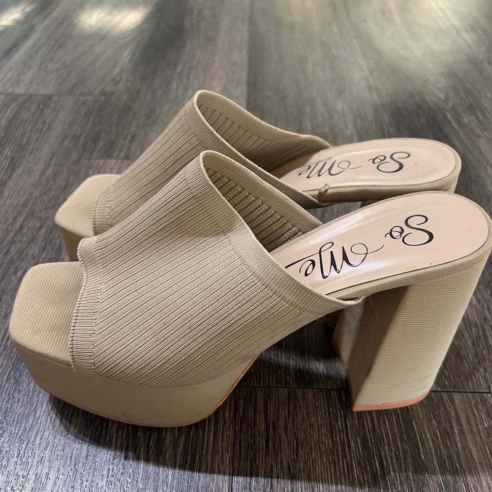 Women's Beige Platform High Heels